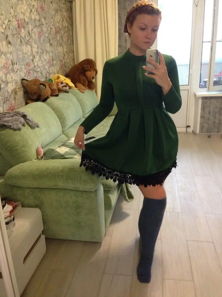 Женское платье, новая мода, осень, винтажное платье с длинным рукавом, зеленый, красный, фиолетовый, о-образный вырез, кружева, пэчворк, Платья для вечеринок размера плюс