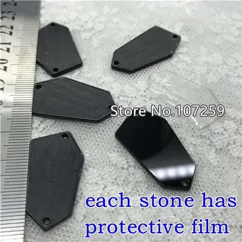 03N 18X32MM TopStone Black Jet Mirror пришивные стразы 30 форм с плоской задней стороной Акриловые Кристаллы пришивные камни для платьев аксессуары для одежды - Цвет: 03N 18X32MM