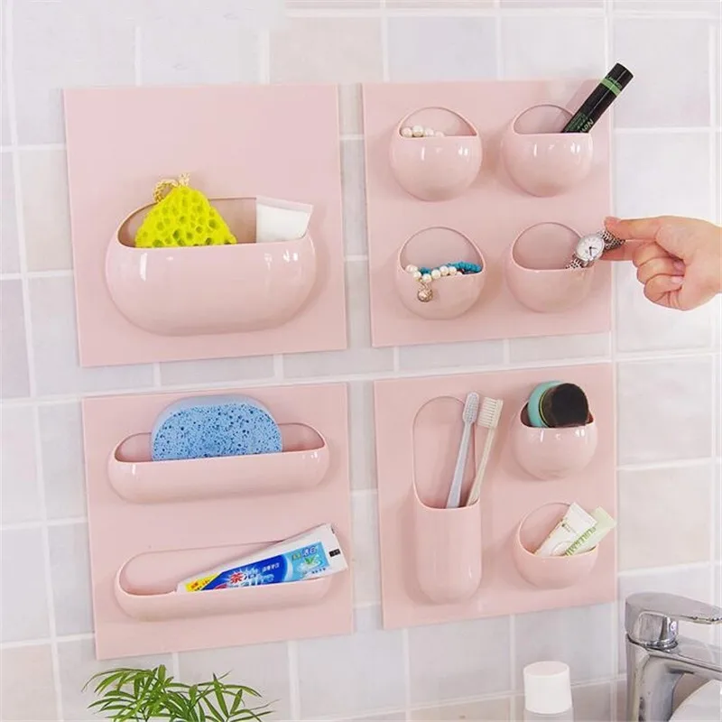 

HOMETREE Fashion Sucker Wall Soap Dish Shower Holder Shelf Toothbrush Rack Sponges Soap Box Stand For Kitchen Bathroom Tool H675