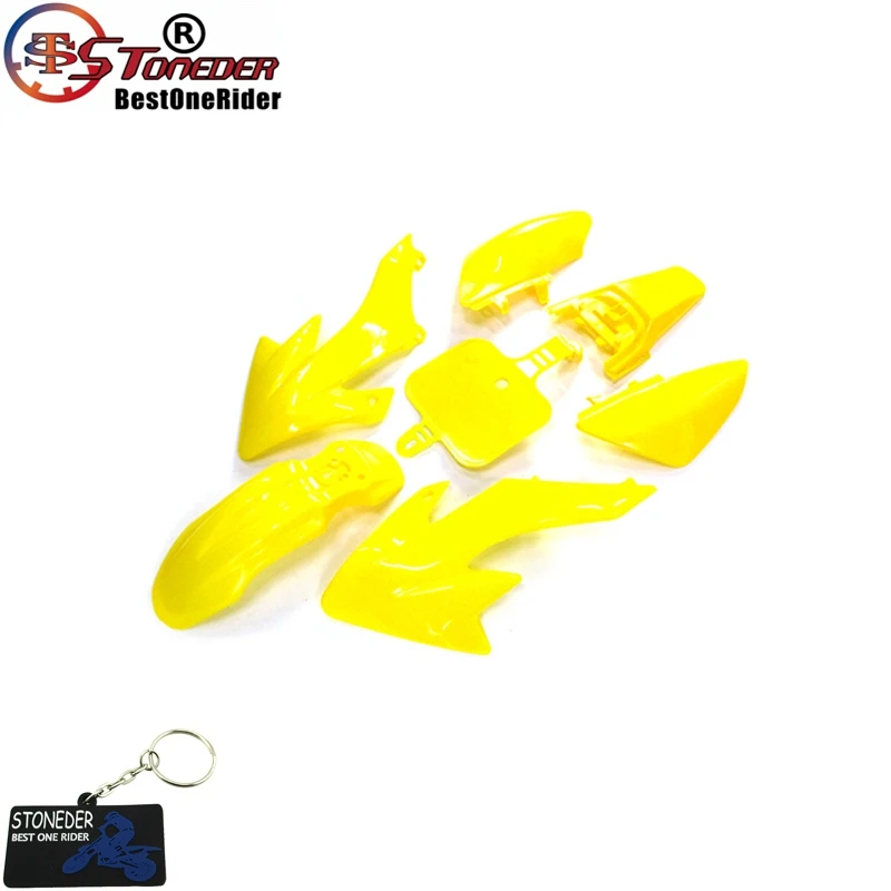 Yellow STONEDER обтекатель пластиковый крыло комплект для XR50 CRF50 SSR Thumpstar топает Coolster Pitsterpro Braaap SDG GPX DHZ 50-160cc питбайк - Цвет: Yellow