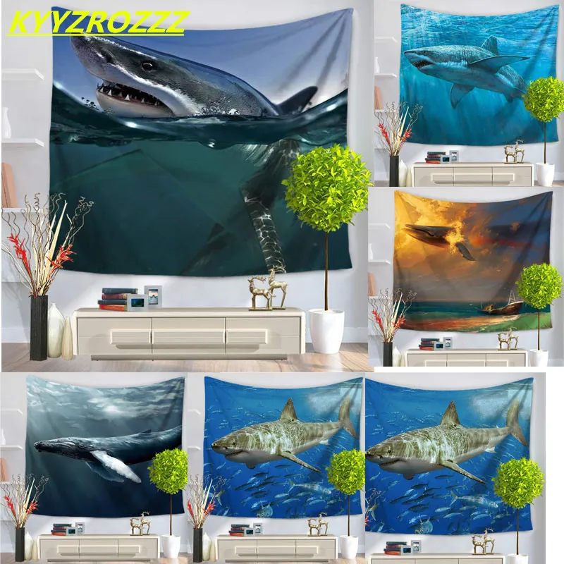 Оптовая продажа Мандала морской мир Акула цифровая печать Гобелен богемное
