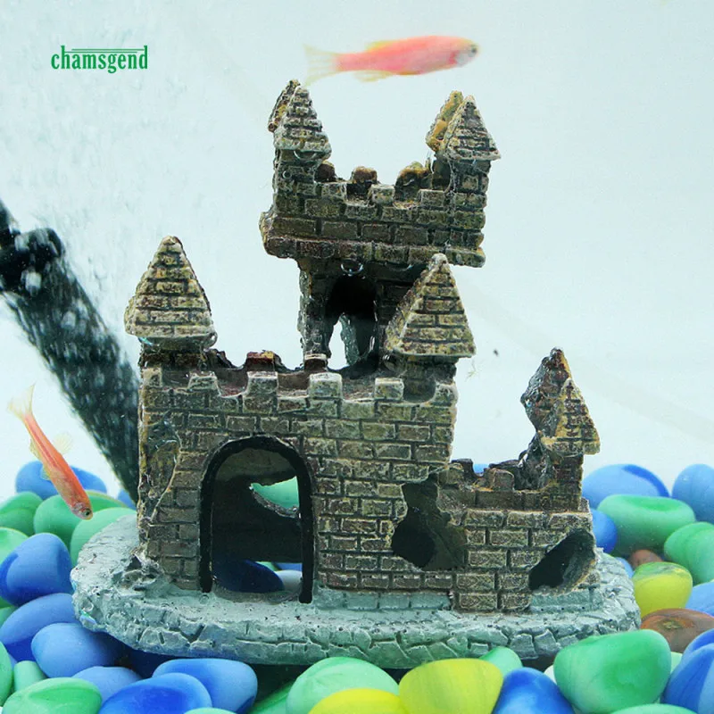 CHAMSGEND Европейский стиль имитация смолы замок Аквариум Украшение 1 шт|aquarium
