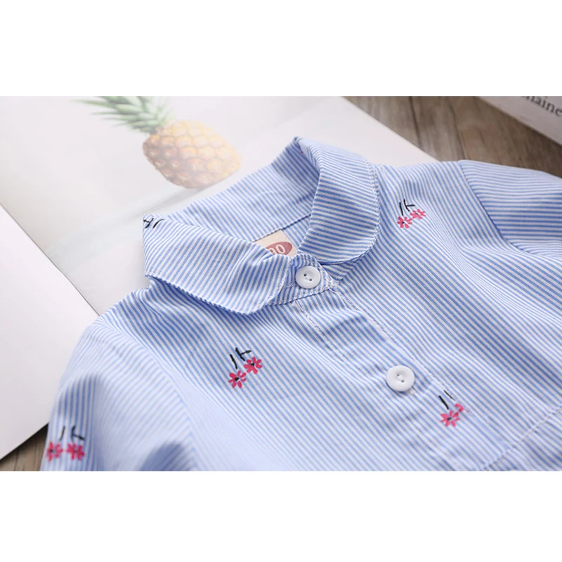 Платья для девочек осень 2019 новая детская одежда модное платье-рубашка в полоску