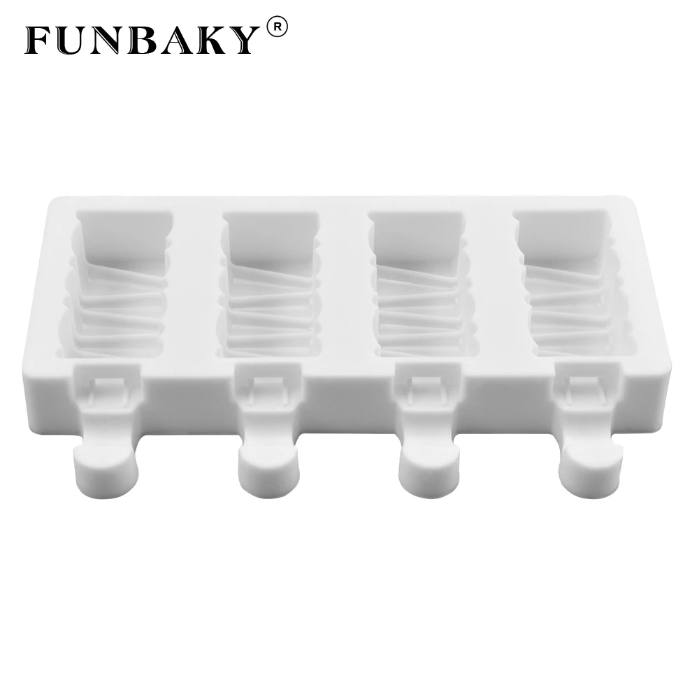 FUNBAKY 4 полости 3D силиконовая форма для мороженого формы с палочками|Мороженицы| |