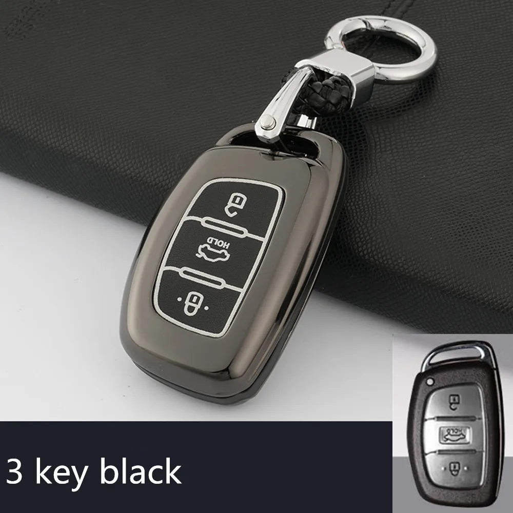 Красный Чехол для ключей автомобиля ABS Материал оцинкованный сплав для hyundai IX25 IX35 I20 I30 I40 hb20 Santa Creta ix25 15-17 - Название цвета: Красный