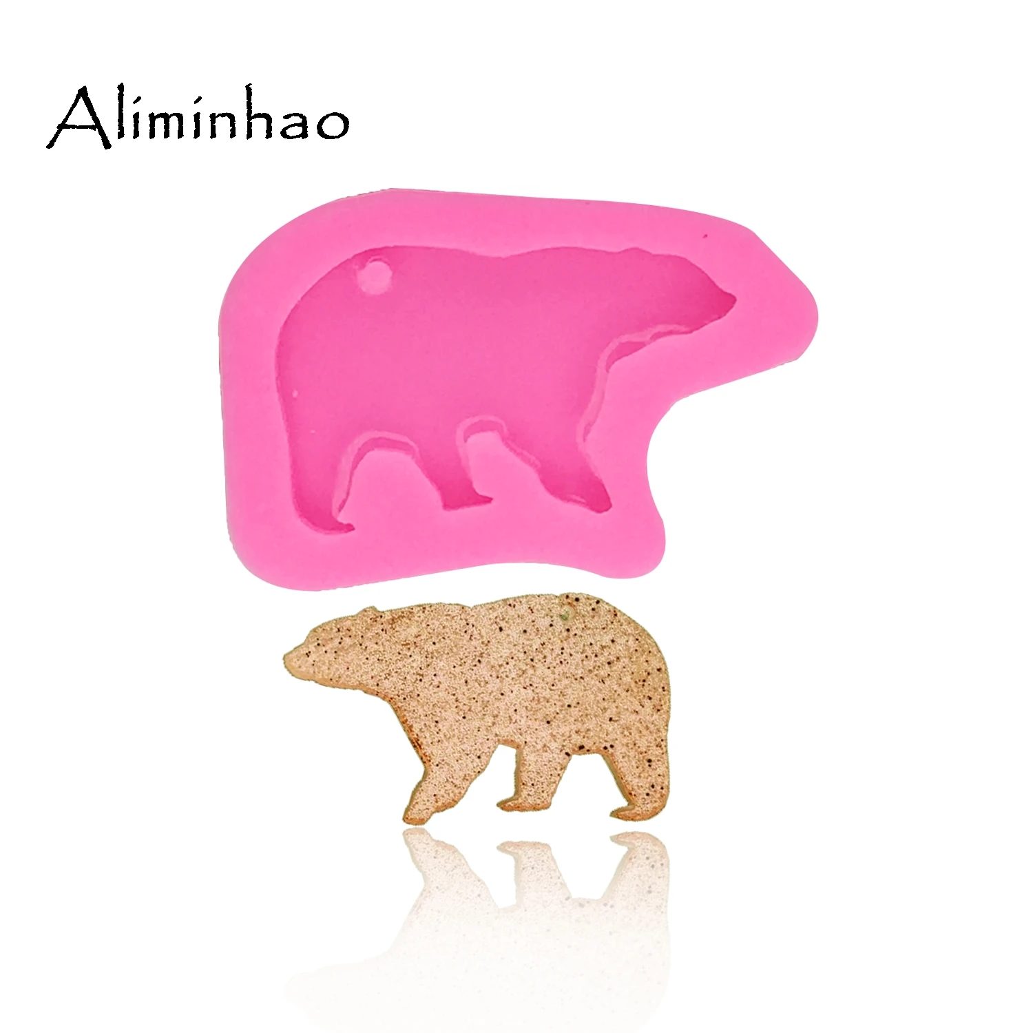 Baby bear DY0049 Блестящий Mama bear и baby pendent mold DIY силиконовая форма для брелка перфорированные формы Полимерная глина эпоксидная смола, форма - Цвет: Baby bear