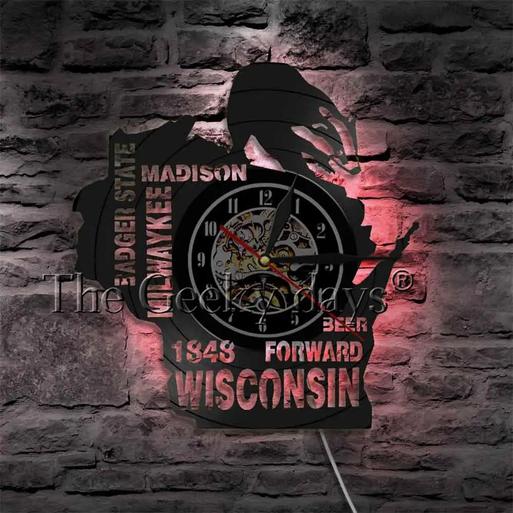 I love Wisconsin Badger State Beer настенные изображения стена часы Homesick Wall Art Milwaykee Madison
