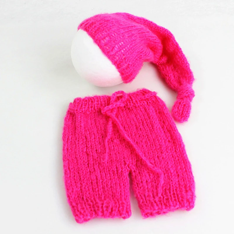 

2pcs/set Newborn Photography Props Cotton Knitted Long Tail Hats + Pants Customes Newborn Photo Shooting Props for Studio New