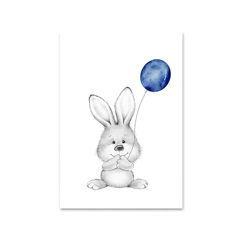 Picture 5 Animal Balloon Picture Baby Nursery Wall Art Canvas Child Poster Bunny Elephant Print Painting Nordic Kid Bedroom Decoration - Цвет: Picture 5