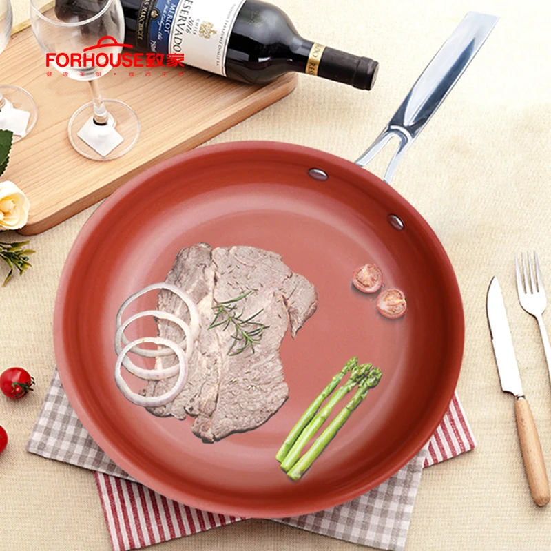 

10 Inch Non-stick Copper Frying Pan Ceramic Coating Aluminum Pots Baking Cooking Cake Pans for Induction Pan Cooker Wok