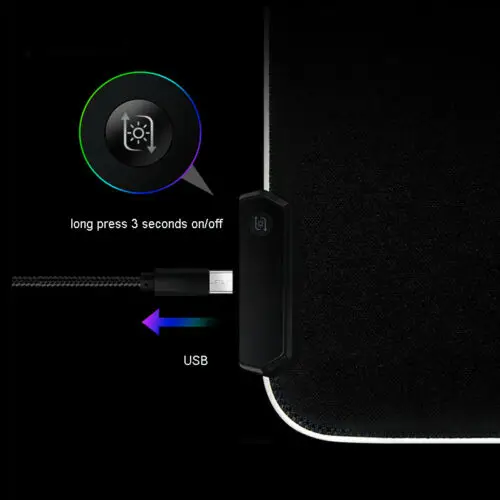 RGB игровой коврик для мыши резиновый цветной светодиодный светильник ПК