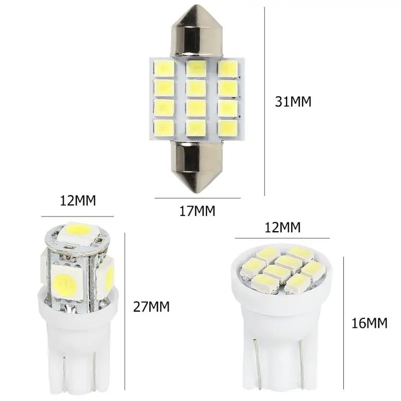 VODOOL 13 шт./компл. 31 мм C5W светодиодный светильник лампа T10 W5W 12V 3W 6500K авто освещение ing