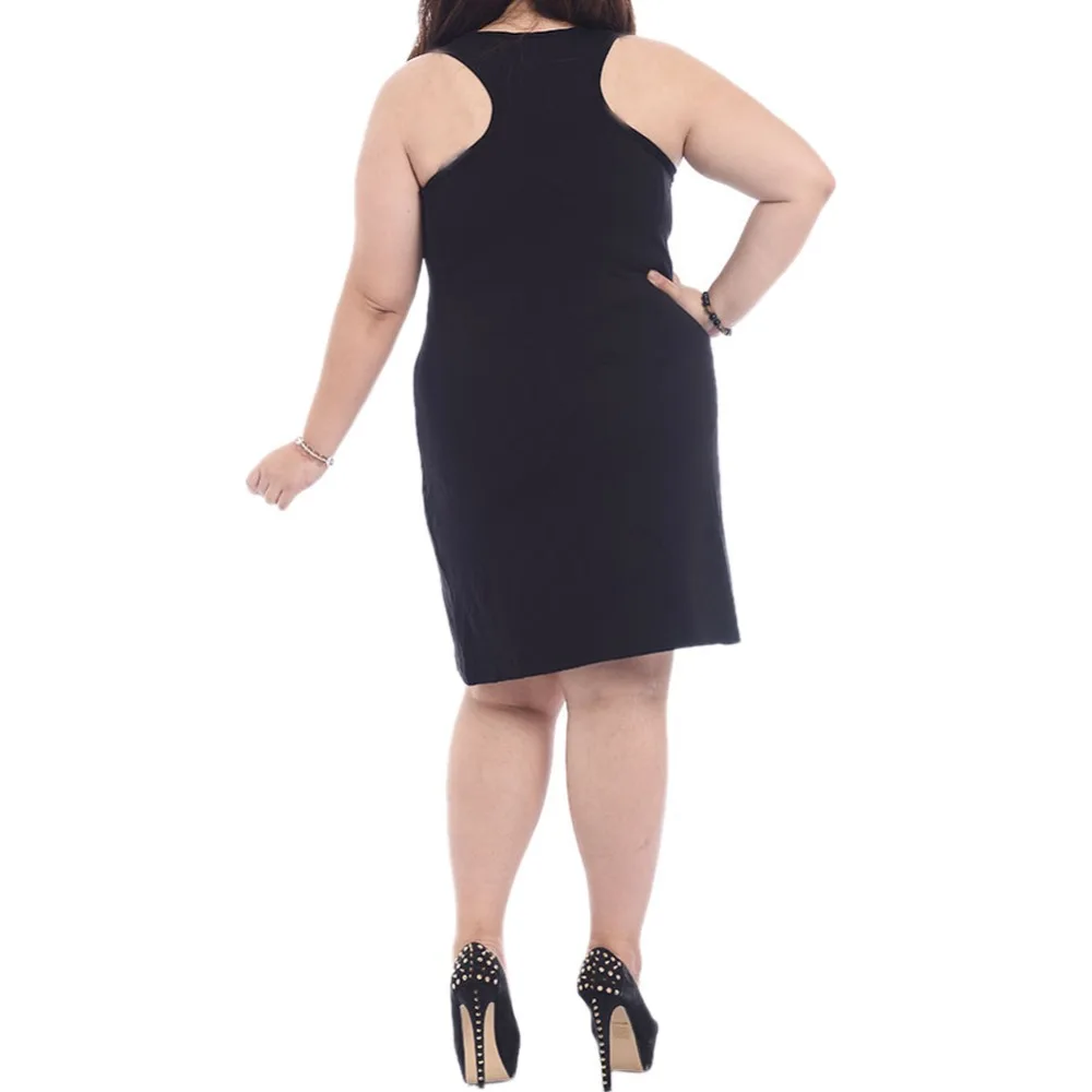 Women's Summer Stretched Modal Cotton Sleeveless Striped Black Scoop Neck Plus Size Oversized H Shaped Sundress Dress Tank|tank style dress|dress