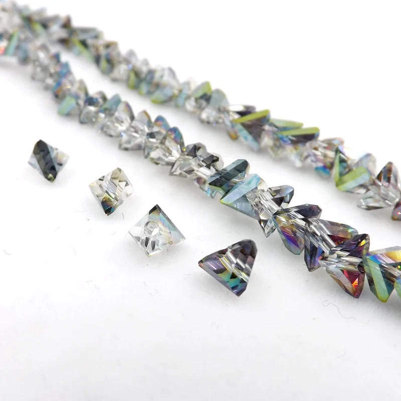 New 6mm 100pcs Glass crystal Triangle beads Loose Special interval bead For DIY jewelry Making #101 | Украшения и аксессуары