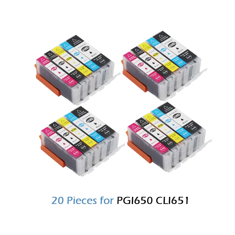 20 штук PGI 650 CLI 651 совместимые картриджи с чернилами для принтера Canon Pixma MG6360 MG6460 iX6860