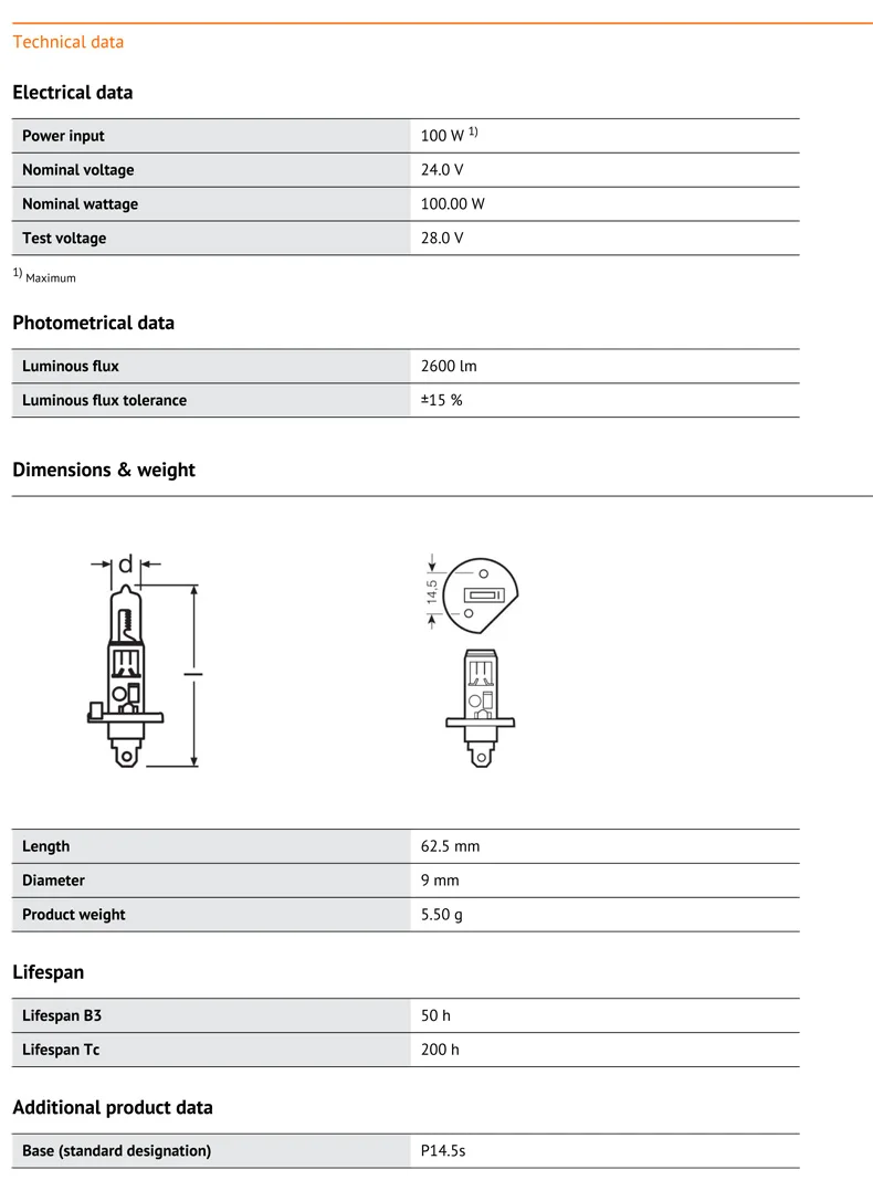 OSRAM H1 62241 24V 100W P14.5s внедорожная обычная лампочка грузовик галогенная лампа супер RALLYE фара Hi/lo луч бездорожья 1X