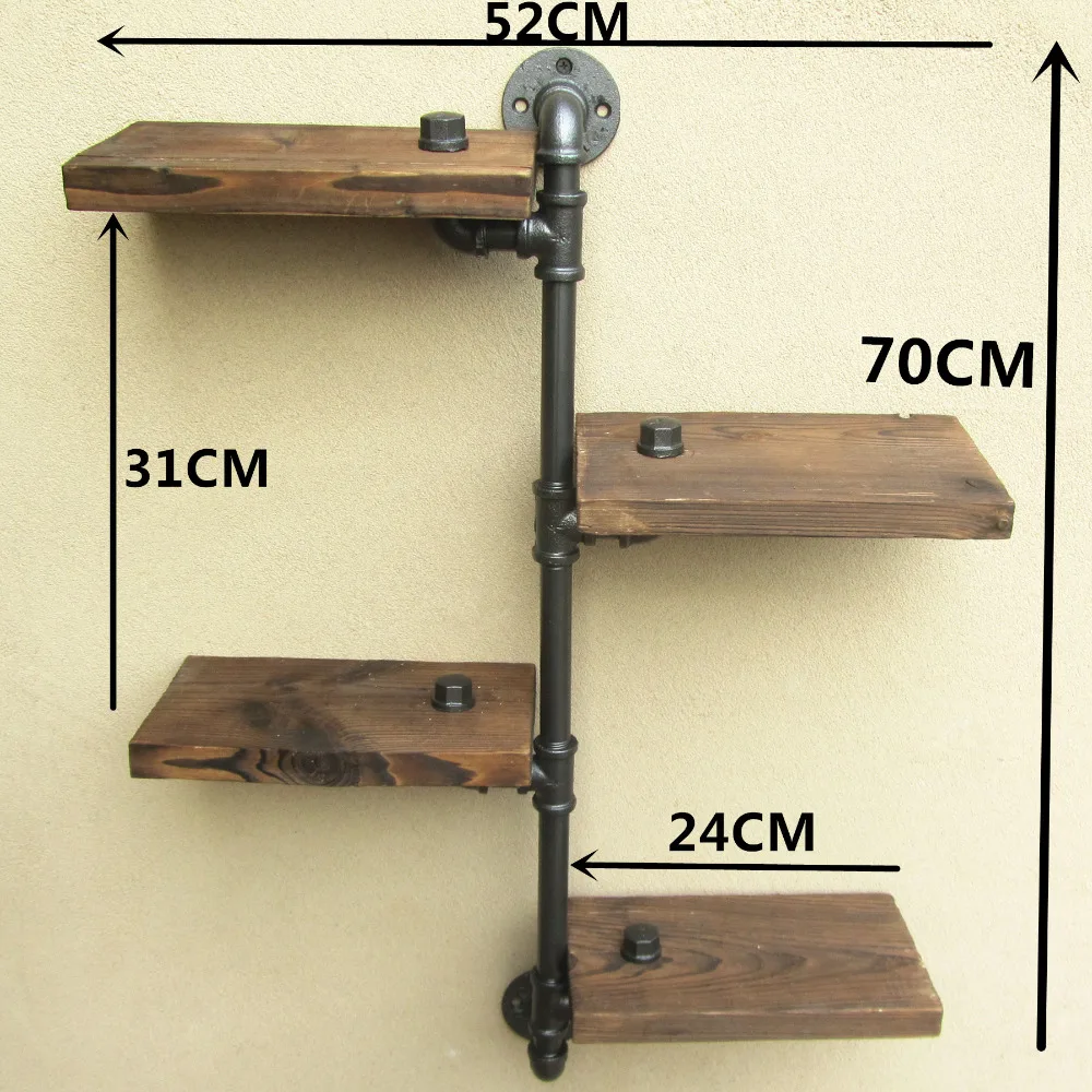 Промышленная сельская городская железная полка для труб 4 уровня деревянная