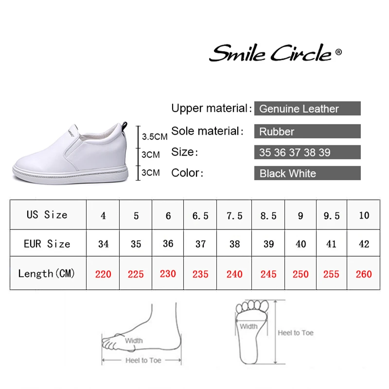 Женские кроссовки на танкетке Smile Circle осенняя повседневная обувь из натуральной