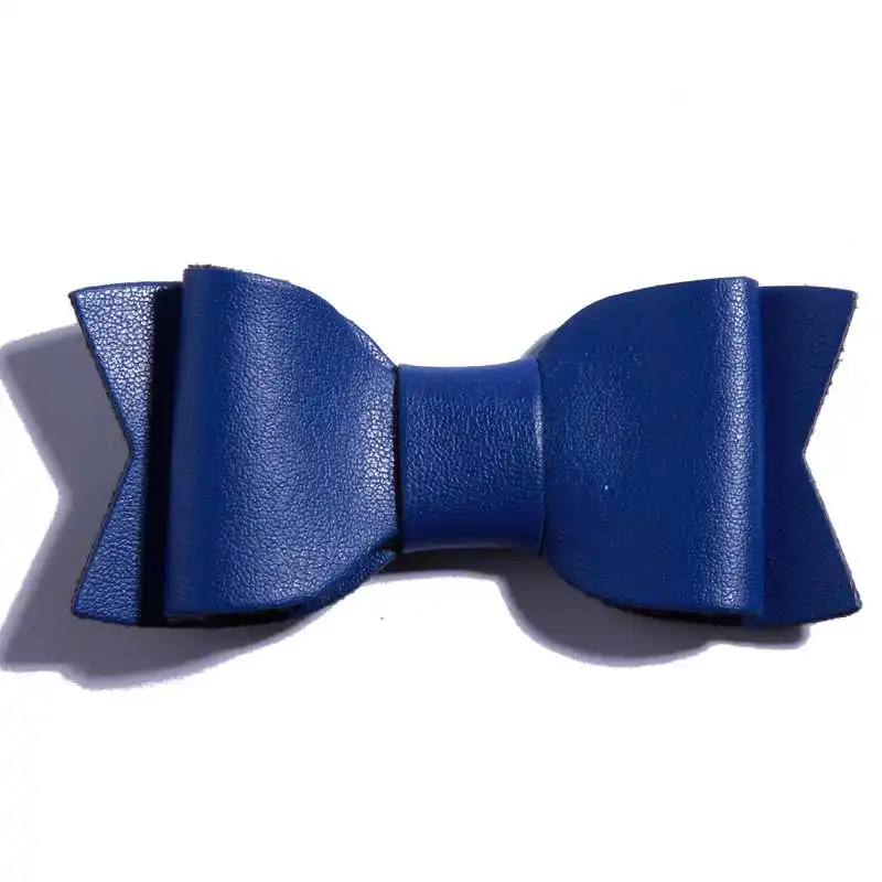 Royal Blue 10 шт. 7,5 см горячая Распродажа синтетическая искусственная кожа банты узел для волос аксессуары бант для волос с зажимом для повязки на голову U pick - Цвет: Royal Blue