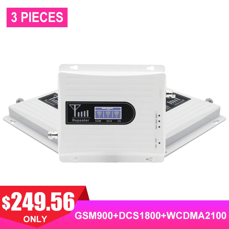 2G 3G 4G трехполосный ретранслятор сотового сигнала GSM 900 DCS WCDMA 1800 2100 усилитель