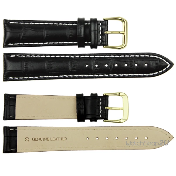 Черный Аллигатор Крокодил зерна Золотой пряжки контрастный Стежок кожаный