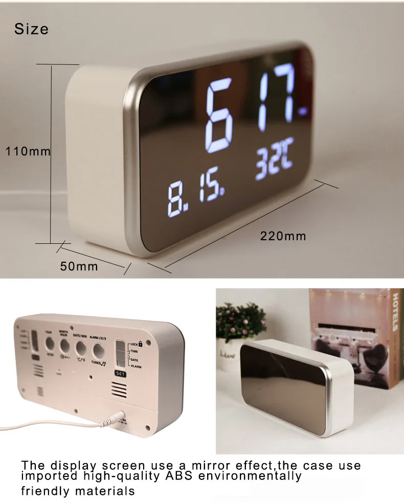 Светодиодный музыкальный будильник цифровые часы цифровой 12/24 часов 25