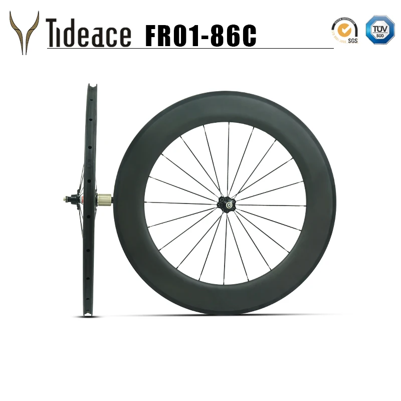 Клинчер и бескамерные 700C полностью Углеродные дорожные диски 86 мм клинчер