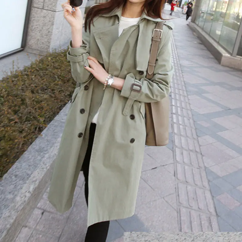 

2019 Basic Spring Trench Coat Women Korean Style Casual Long Section Self-cultivation Ladies Large Size Chic Windbreaker f863