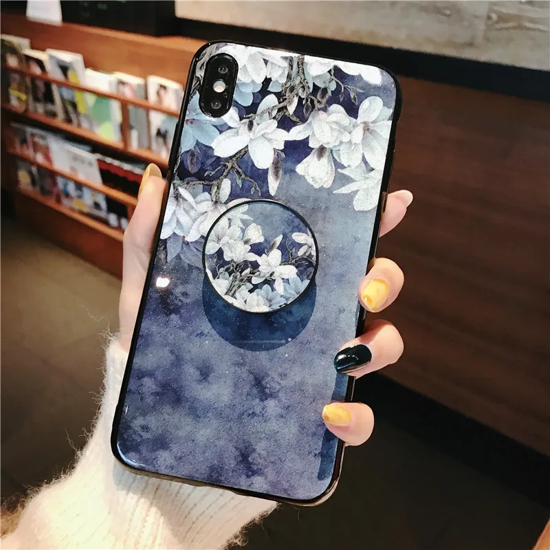 Gardenia with Holder Чехол-подставка для телефона Huawei Honor 10 10i 9 lite 20i 8C 8S 8X Max 9i 9N V9 Play V10 V20 Note 10 Цветочный Мягкий силиконовый чехол - Цвет: Gardenia with Holder