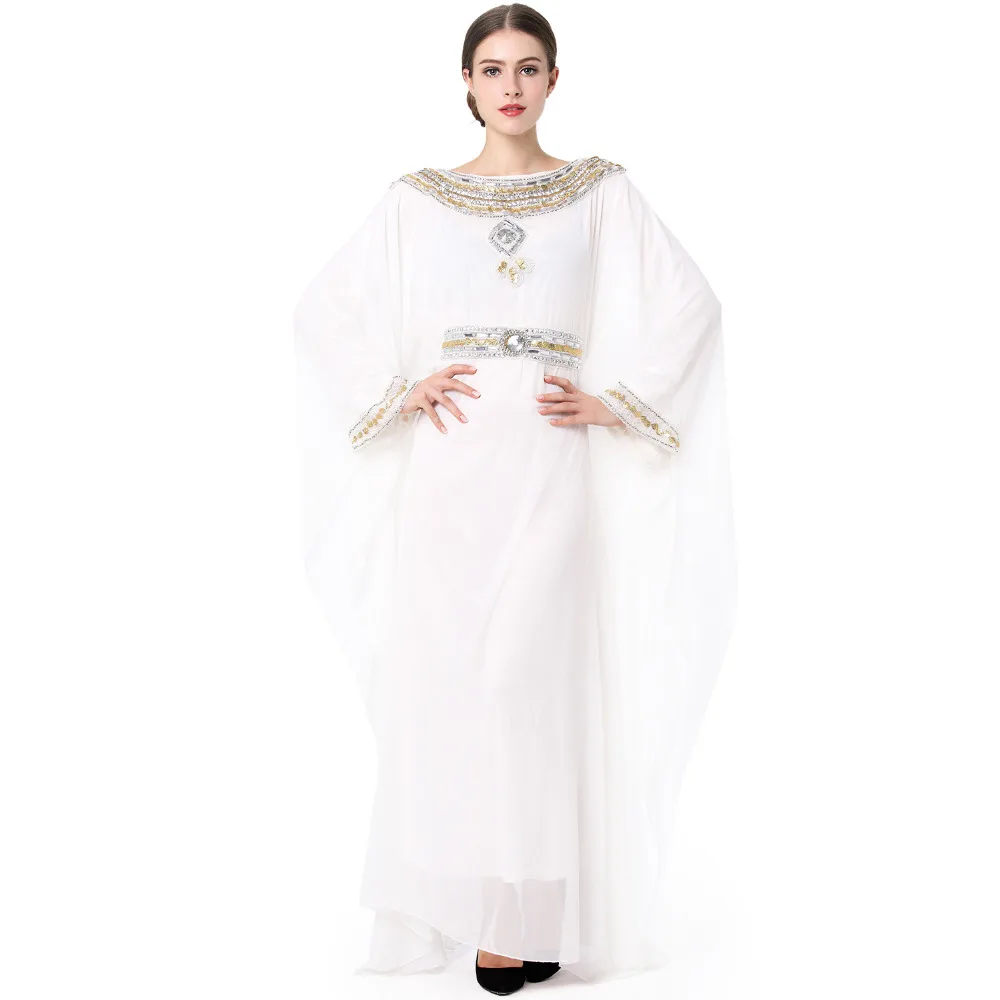 Модное мусульманское длинное платье abaya роскошное шифоновое с вышивкой женская