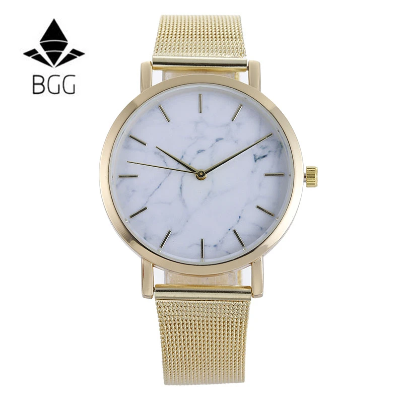 Британский стиль женские часы с мраморной отделкой Супер тонком каблуке Дамская