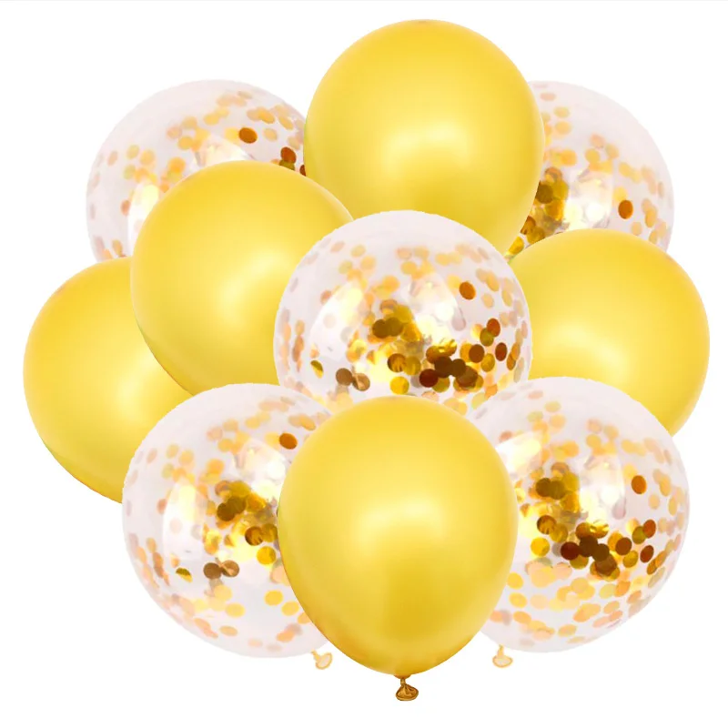 gold confetti 10 шт. 12 дюймов Смешанные воздушные шары с конфетти цвета розовое золото с днем рождения украшения Дети синий шар Baby Shower свадебные принадлежности - Цвет: gold confetti