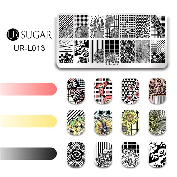 Ur Sugar 1 шт. прямоугольная штамповка шаблон пластины для ногтей звезды цветочный цветок панда собака бабочка маникюр Дизайн ногтей DIY пластины - Цвет: 42562