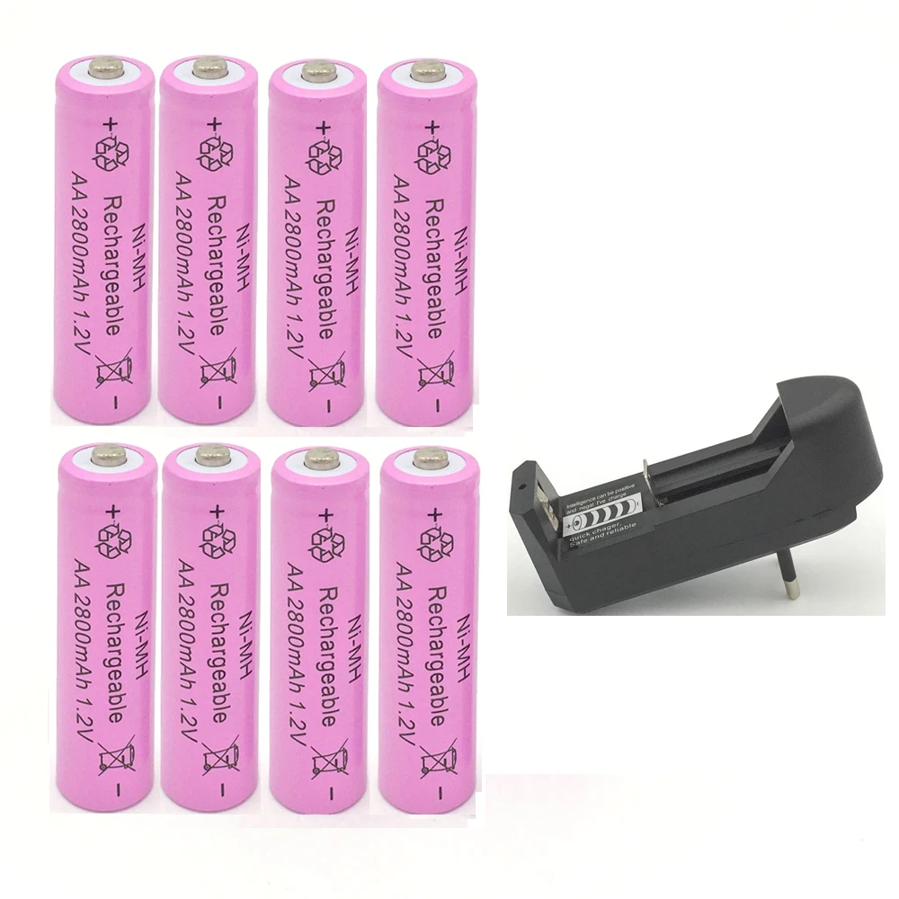 8 шт. AA Ni MH аккумуляторная батарея 1 2 в 2800 мАч + настенное зарядное устройство для