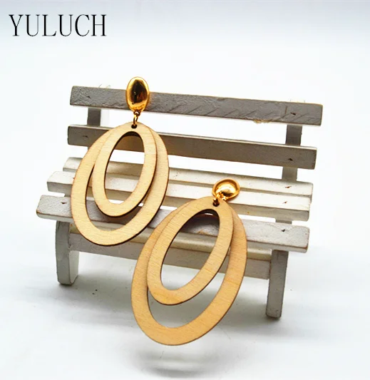 YULUCH 2017 Новый дизайн женские серьги ручной работы деревянные металлические