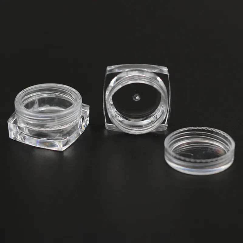 100 шт./лот прозрачная банка для крема с квадратной основой 3 г пластиковая мл