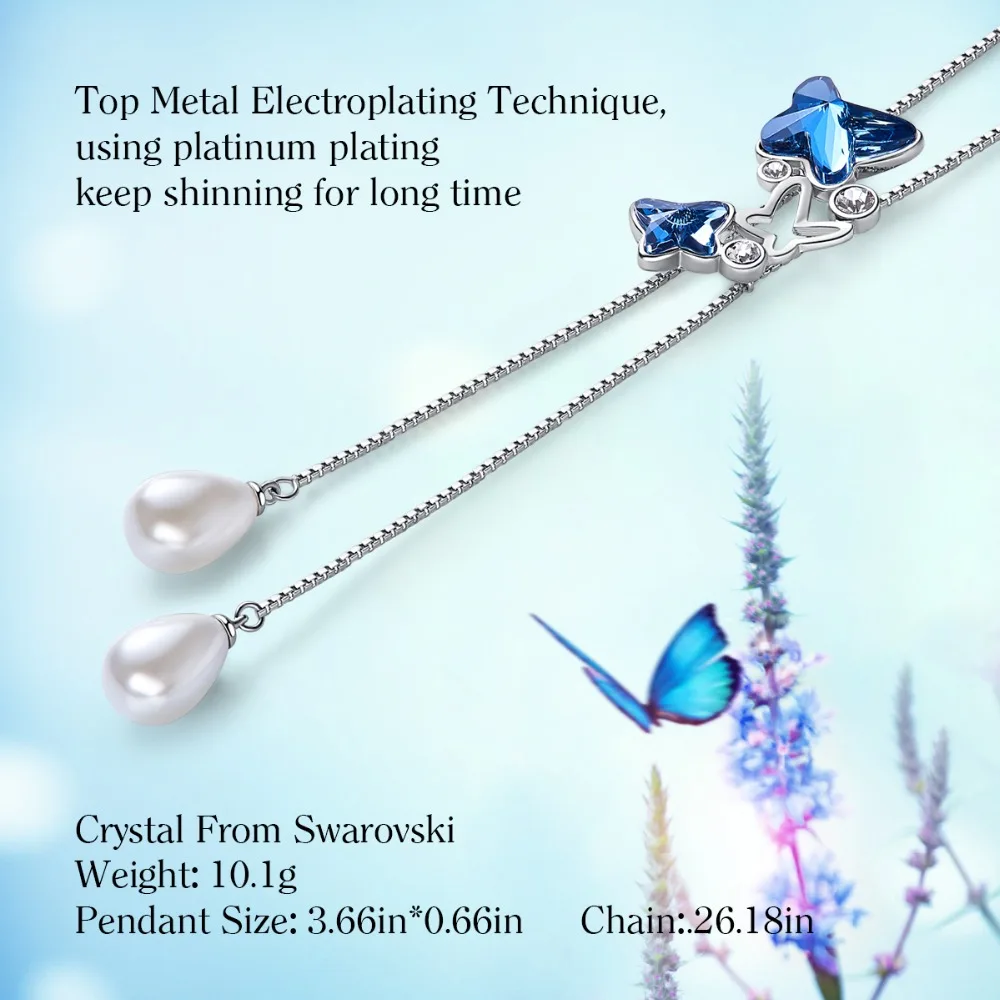 Cdyle Women Pendant Necklace Butterfly Long Embellished with crystal Jewelry Gift For Girl | Украшения и аксессуары