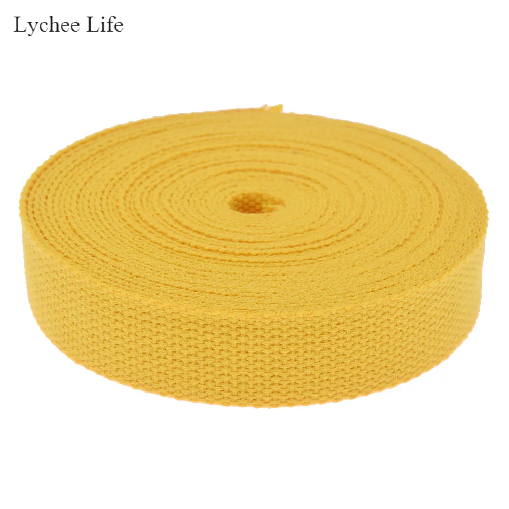 Yellow Lychee Life 8Yards 25mm Polyester Cotton Webbings Canvas Bag Webbing Ribbon Backpack Belt Strap Bias Binding Tape Diy Crafts - Цвет: Yellow