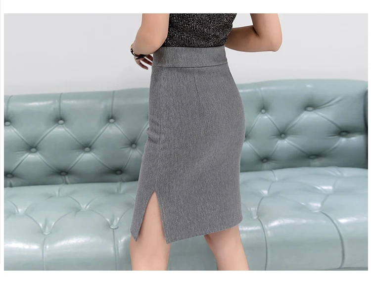 S ~ 3XL разрез стороны Сексуальная юбка плюс размер сплошной цвет один шаг юбки