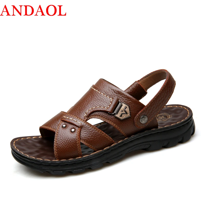 

ANDAOL men's casual sandals Top Quality Soft Breathable Solid Light Beach shoes Luxury Comfortable Non-Slip Outdoor dragshoes