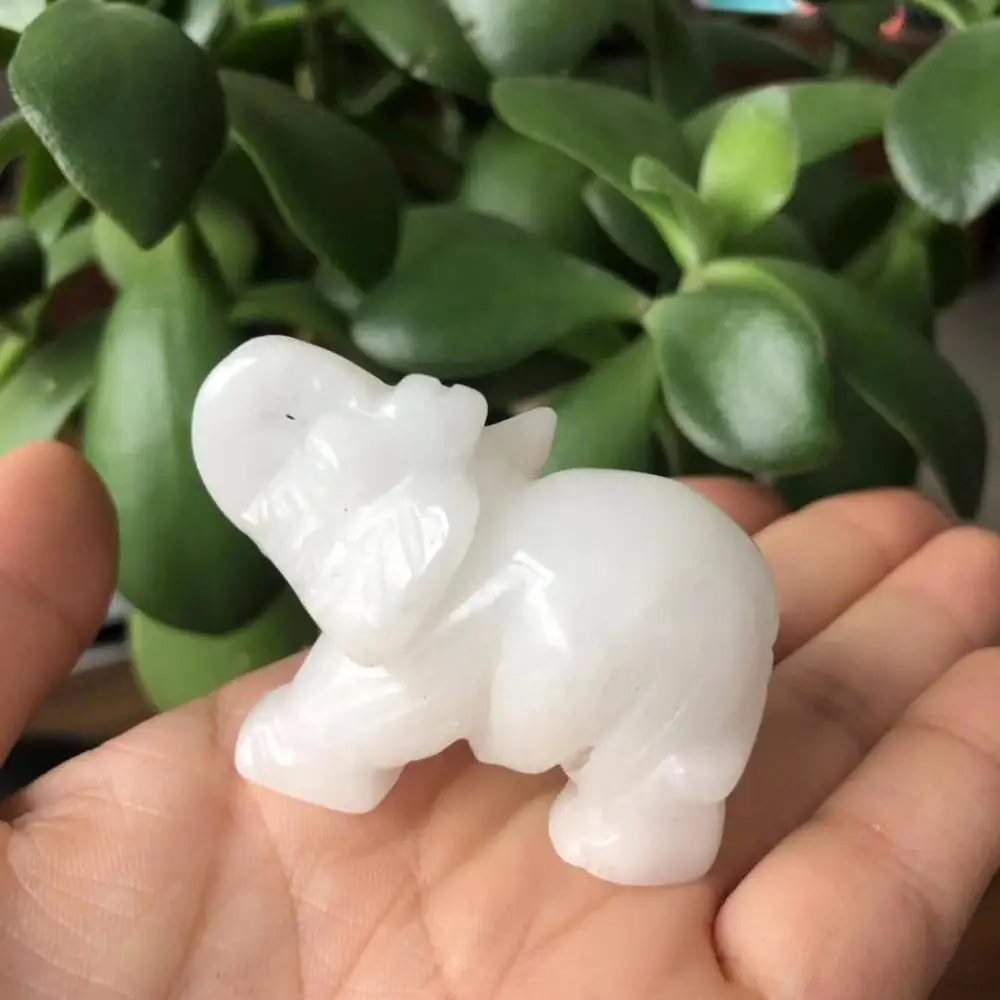 2 дюйма Кристалл кварц слон белый нефрит Слон для подарков|Камни| |