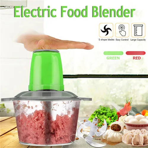 green 2L Электрический кухонный многофункциональный измельчитель для мяса Cocina измельчитель еды измельчитель из нержавеющей стали Электрический домашний кухонный комбайн кухонные инструменты - Цвет: green