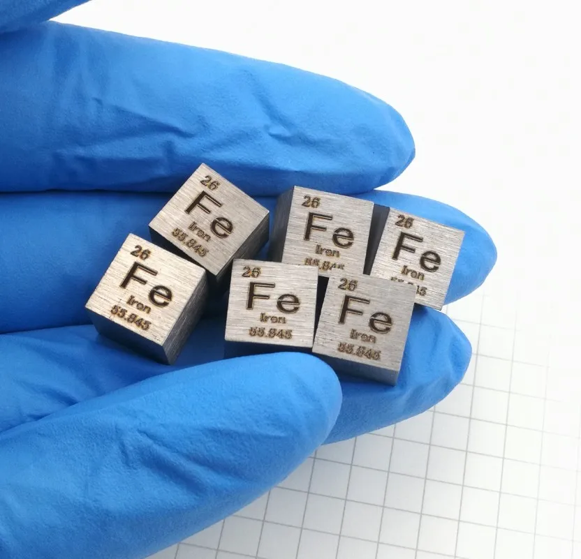 Резной элемент из чистого железа Ferrum Fe 99.99% Периодическая таблица куб 10