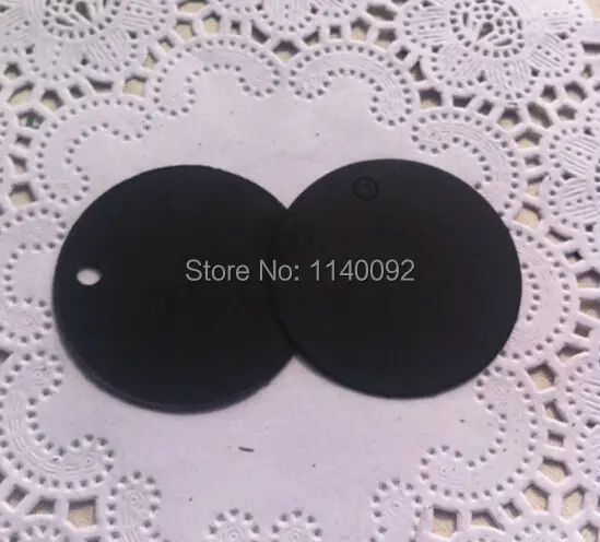 

Free shipping 500 pcs a lot blank dia. 3.5cm 350 gsm round black paper hang tag/baking price tag/garment printed paper tag