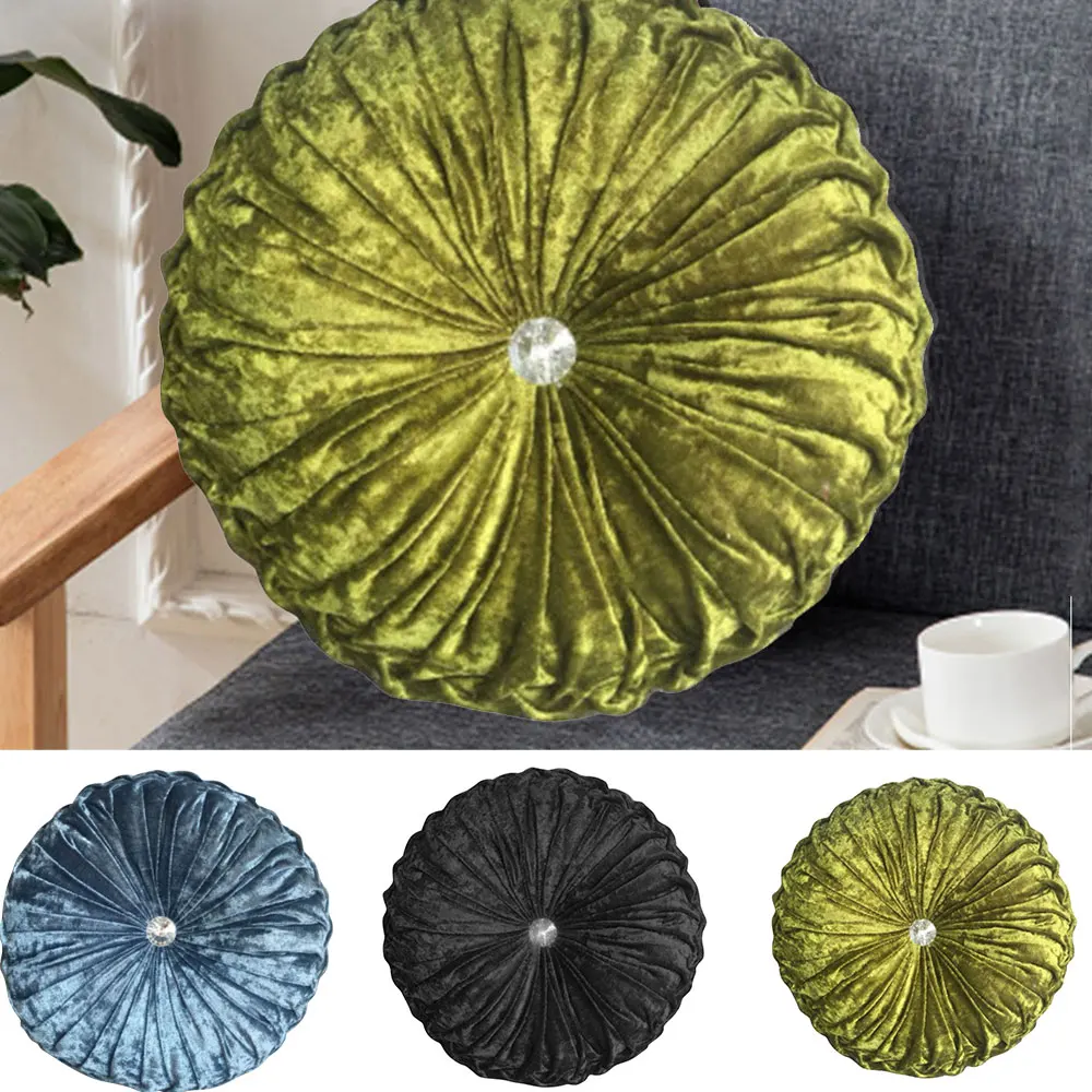 

Fashion European Velvet Pumpkin Seat Throw Pillow Cushion Round Fabric With Core Luxury Home Textile Decoration