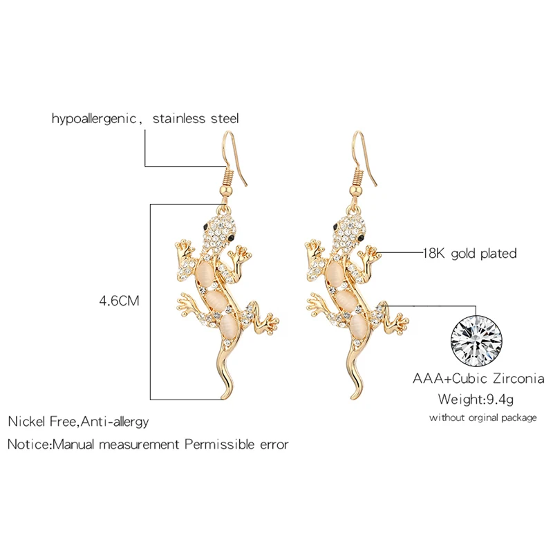 Серьги с розовыми и черными стразами и опалами, изысканные и роскошные, цвет золота и серебра, с преувеличенными ящерицами-гекконами, модные украшения в подарок.