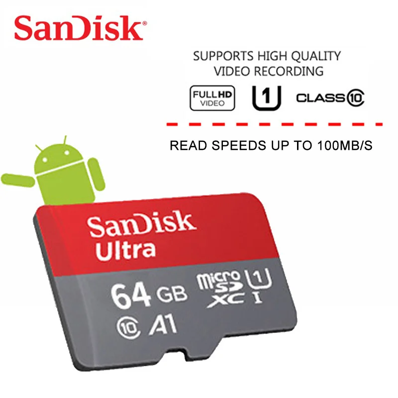 Sandisk A1 флэш карта памяти 128 Гб 64 ГБ 32 оперативной 16 встроенной Micro SD карты Class10 100