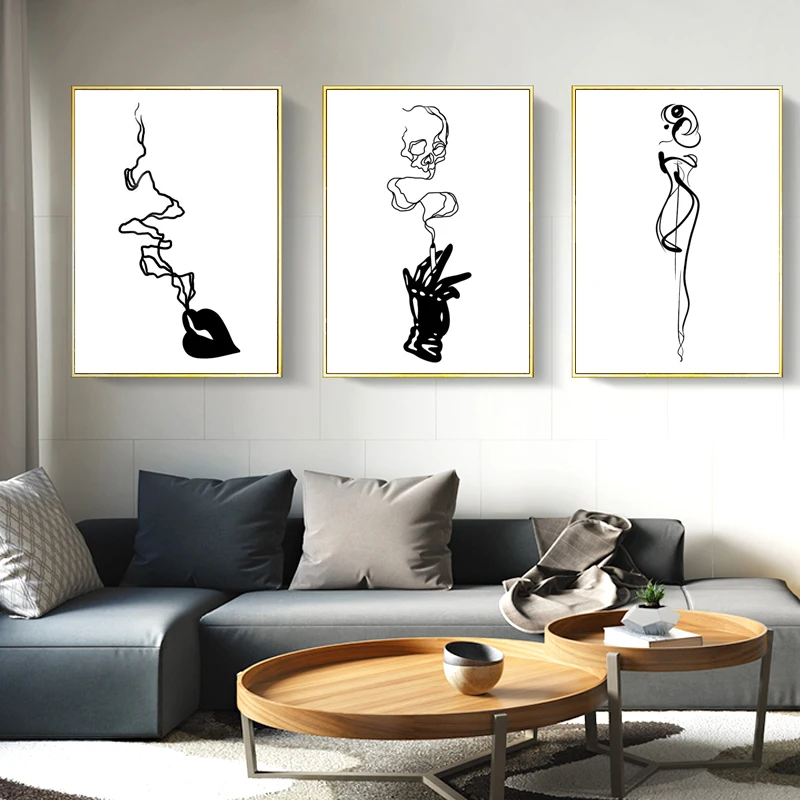 Черно-белый фон для девочек с изображением стены и абстрактной линии рисунок на