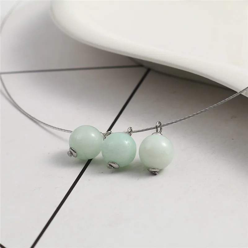 DoreenBeads 304 Stainless Steel Necklace Silver Tone Wine Red Round 40cm(15 6/8") long, 1 Piece - Окраска металла: Light Green