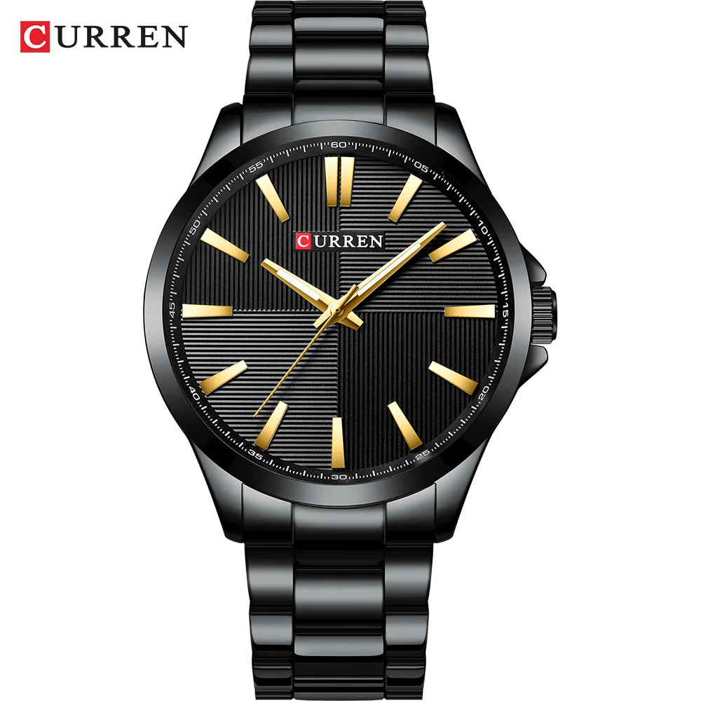 CURREN Часы мужские модные часы роскошный браслет из нержавеющей стали Reloj Наручные часы Бизнес водонепроницаемые часы Relogio Masculino - Цвет: Black Gold